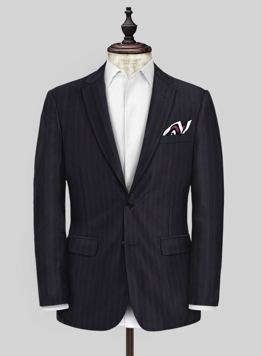 Scabal Londoner Toconi Stripe Blue Wool Jacket - StudioSuits