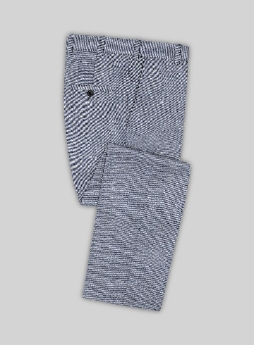 Scabal Londoner Twill Light Blue Wool Pants - StudioSuits