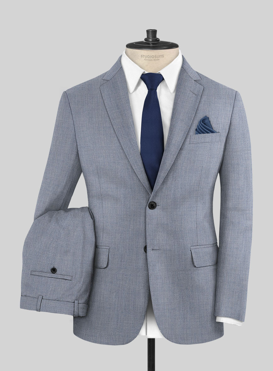 Scabal Londoner Twill Light Blue Wool Suit - StudioSuits