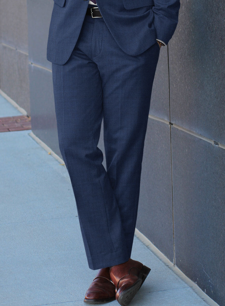 Scabal Lucin Twill Blue Wool Pants - StudioSuits