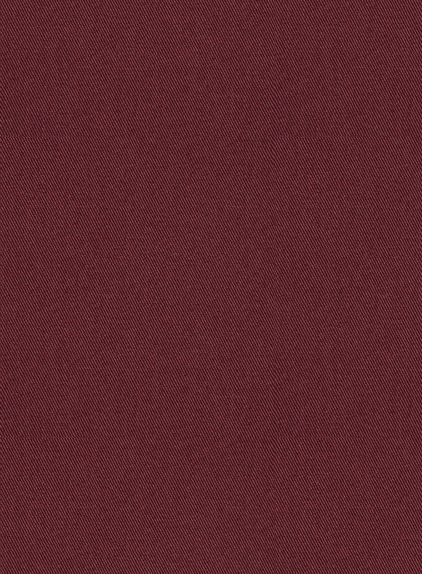 Scabal Maroon Cotton Stretch Pants - StudioSuits