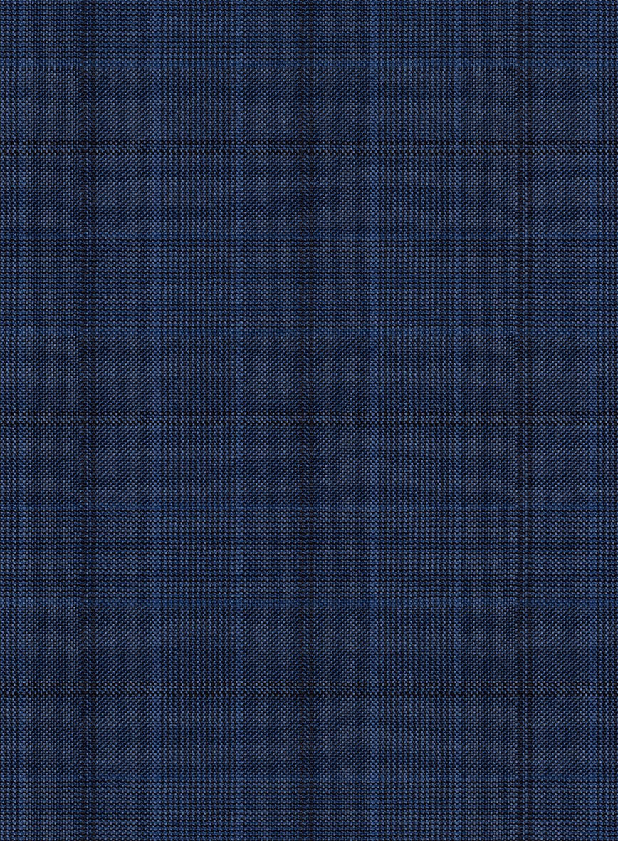 Scabal Natro Checks Blue Wool Pants - StudioSuits