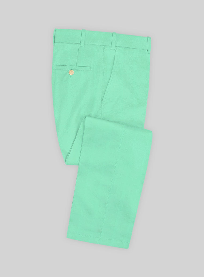 Scabal Pastel Green Cotton Stretch Pants - StudioSuits