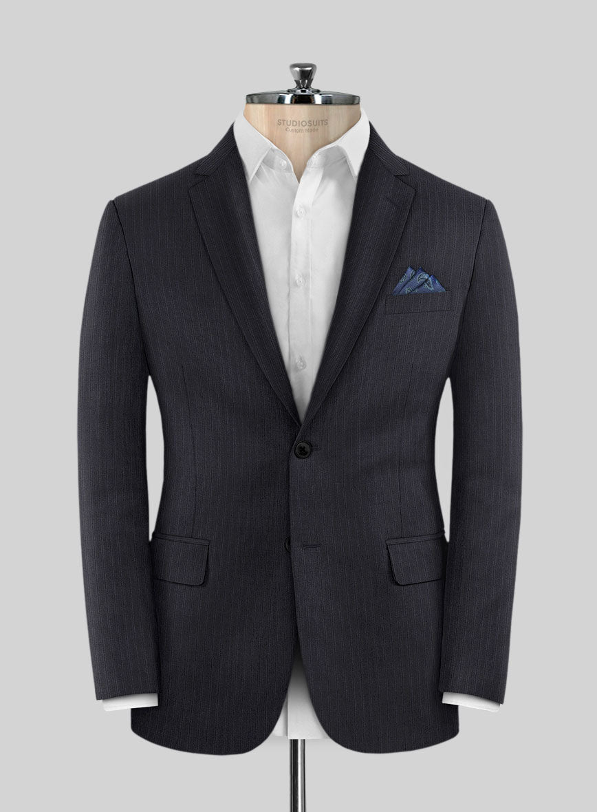 Scabal Rioli Stripe Blue Wool Jacket - StudioSuits