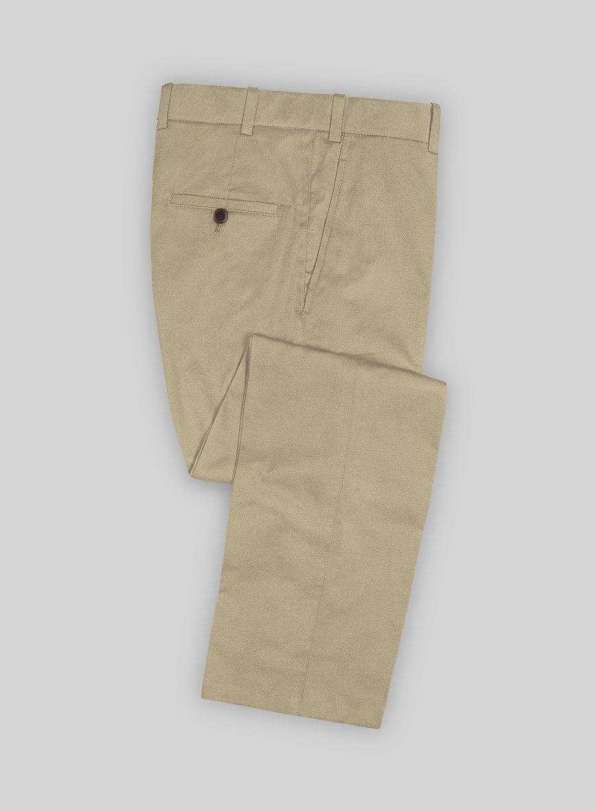 Scabal Sand Beige Cotton Stretch Pants - StudioSuits