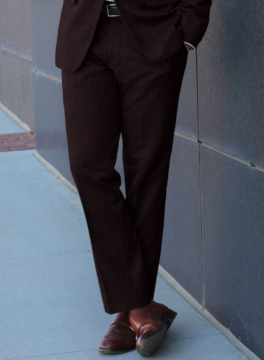 Scabal Sapphire Herringbone Wine Wool Pants - StudioSuits