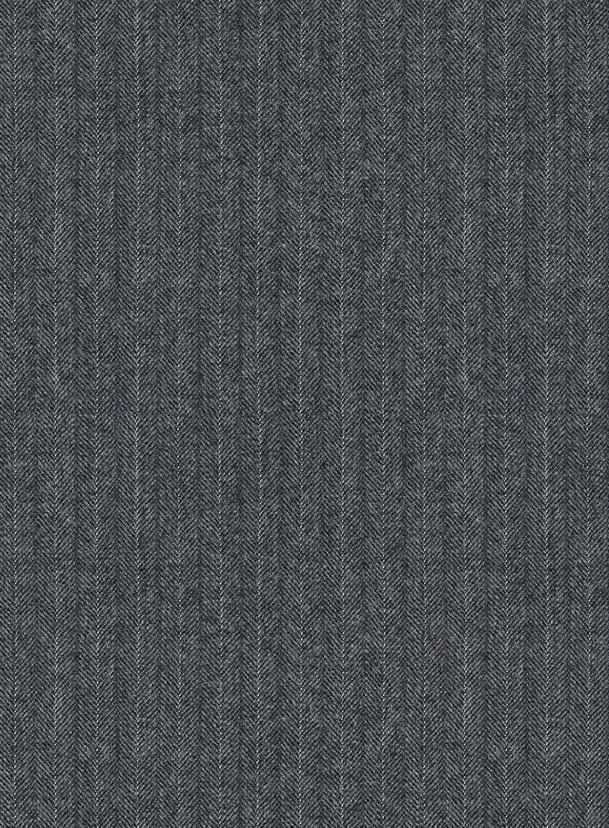 Scabal Sapphire Pinstripe Gray Wool Jacket - StudioSuits