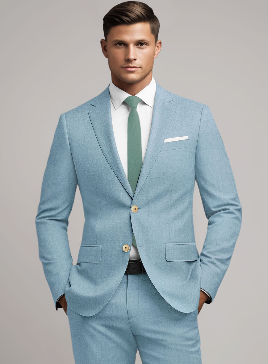 Scabal Sky Blue Wool Suit - StudioSuits