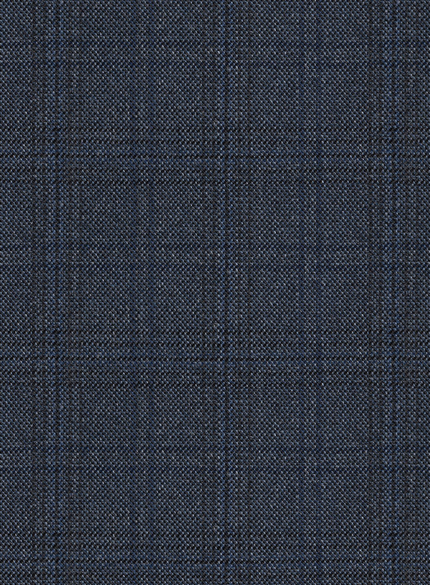 Scabal Tornado Checks Blue Wool Pants - StudioSuits