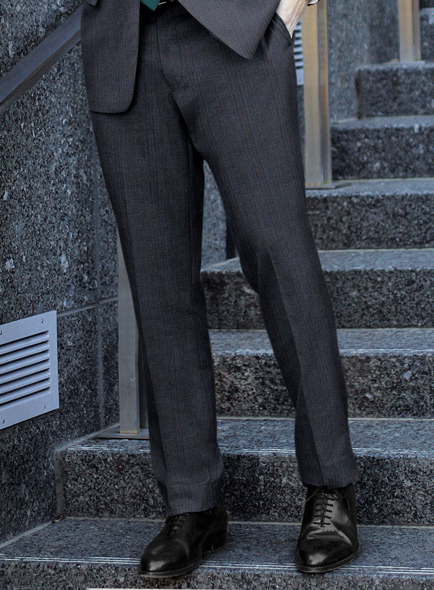 Scabal Tornado Glen Blue Wool Pants - StudioSuits