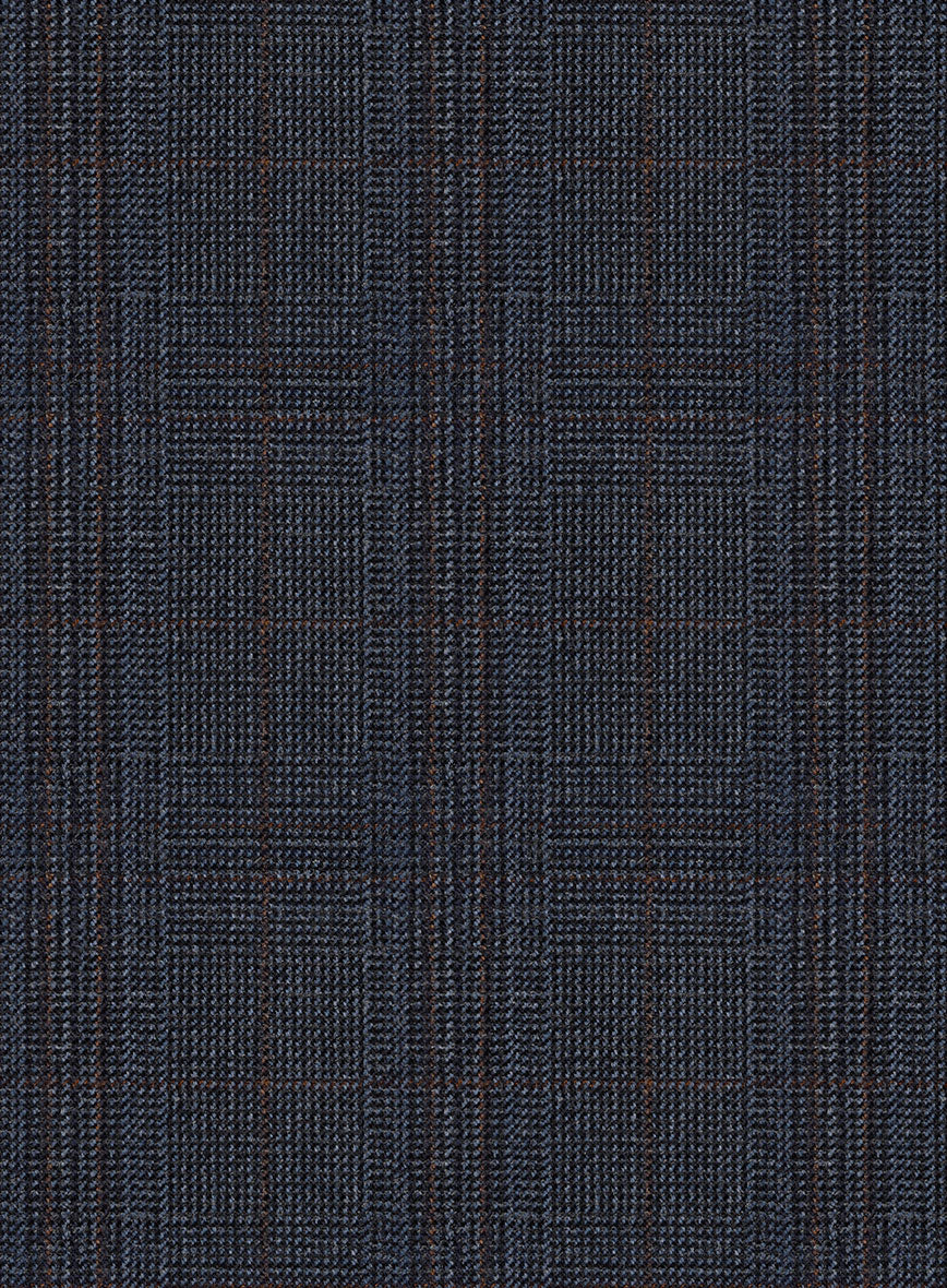 Scabal Tornado Glen Blue Wool Pants - StudioSuits