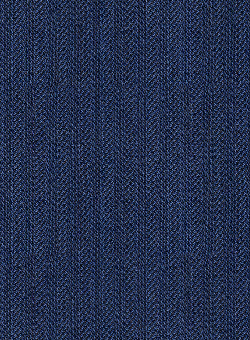 Scabal Tornado Herringbone Blue Wool Suit - StudioSuits