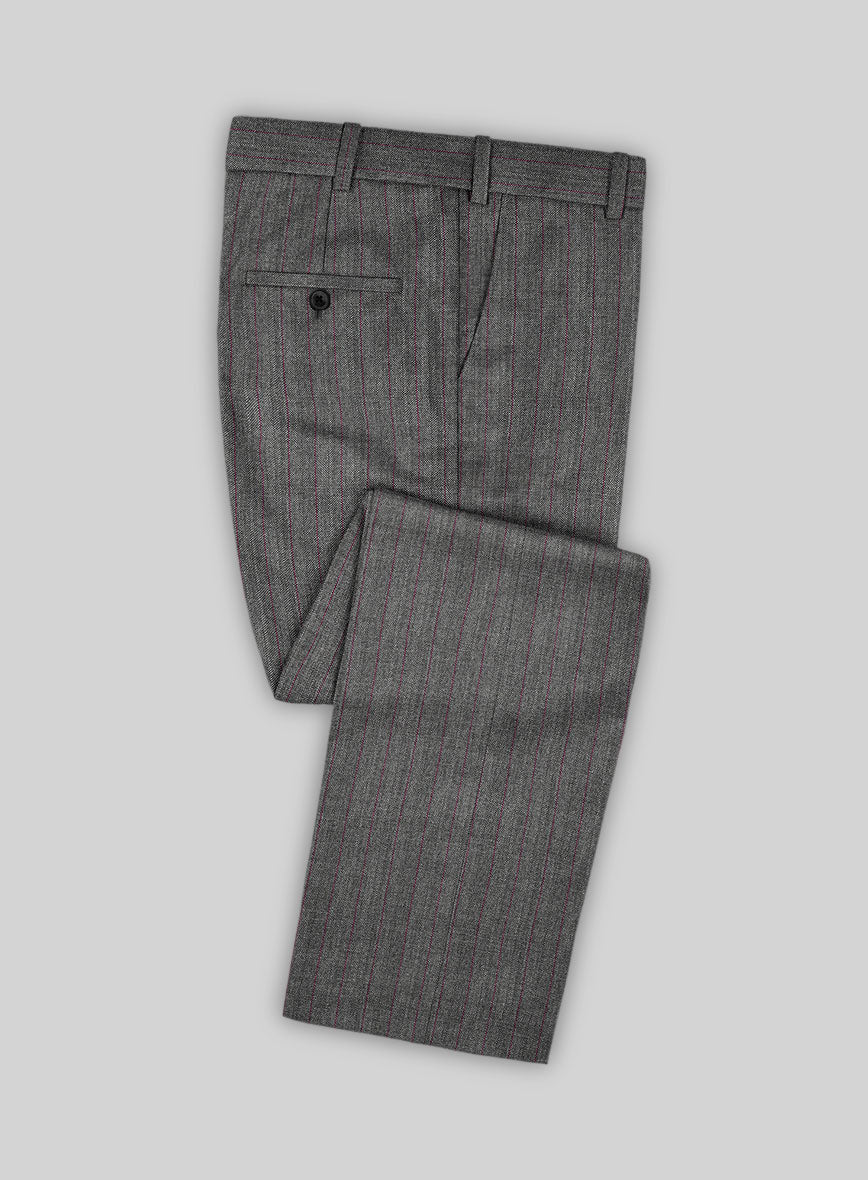 Scabal Tornado Herringbone Mid Gray Wool Suit - StudioSuits