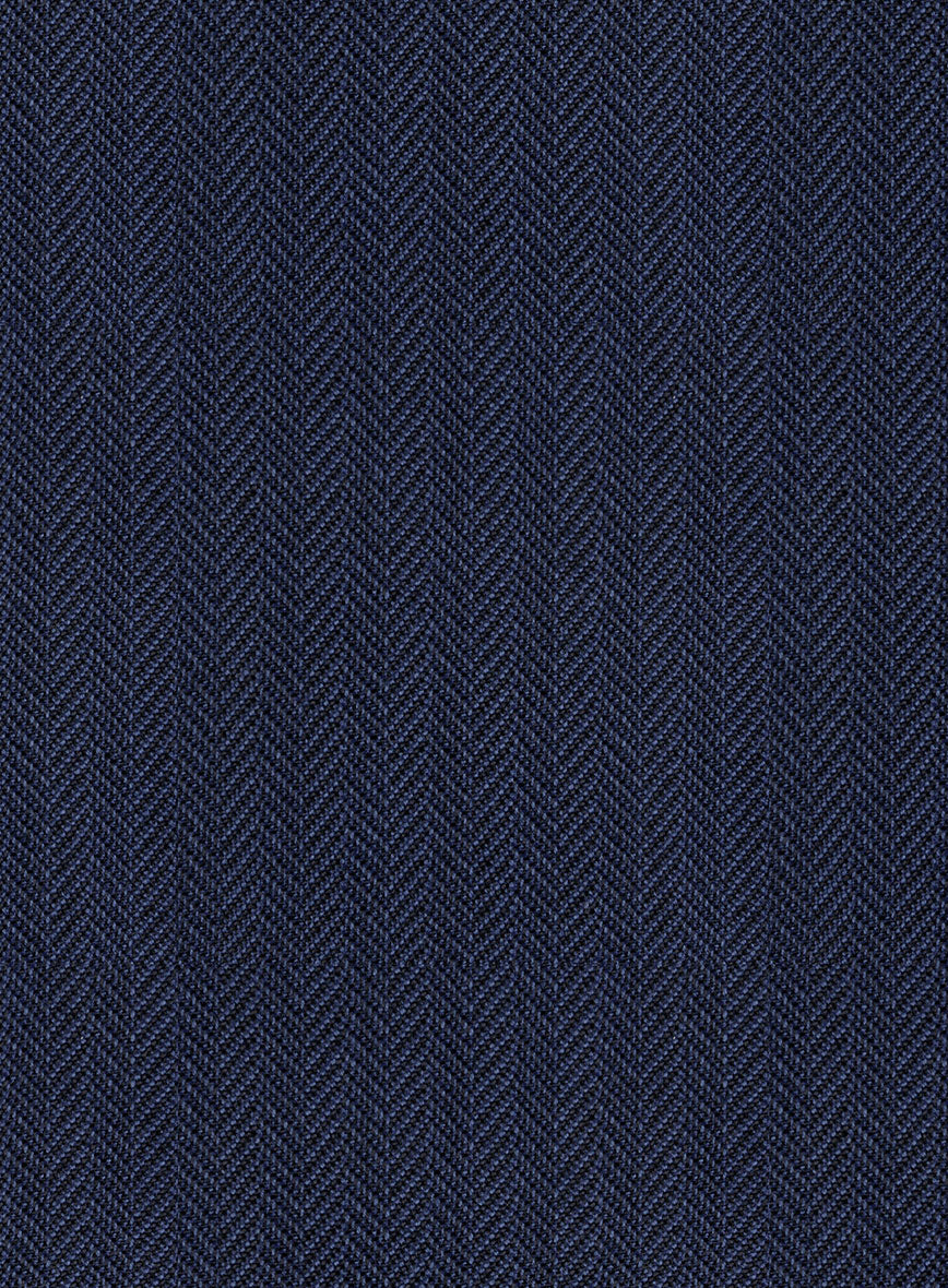 Scabal Tornado Herringbone Navy Blue Wool Jacket - StudioSuits