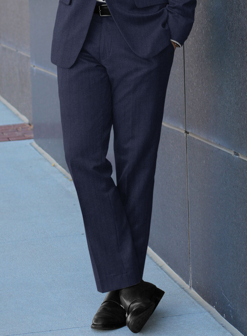 Scabal Tornado Naquez Blue Wool Pants - StudioSuits