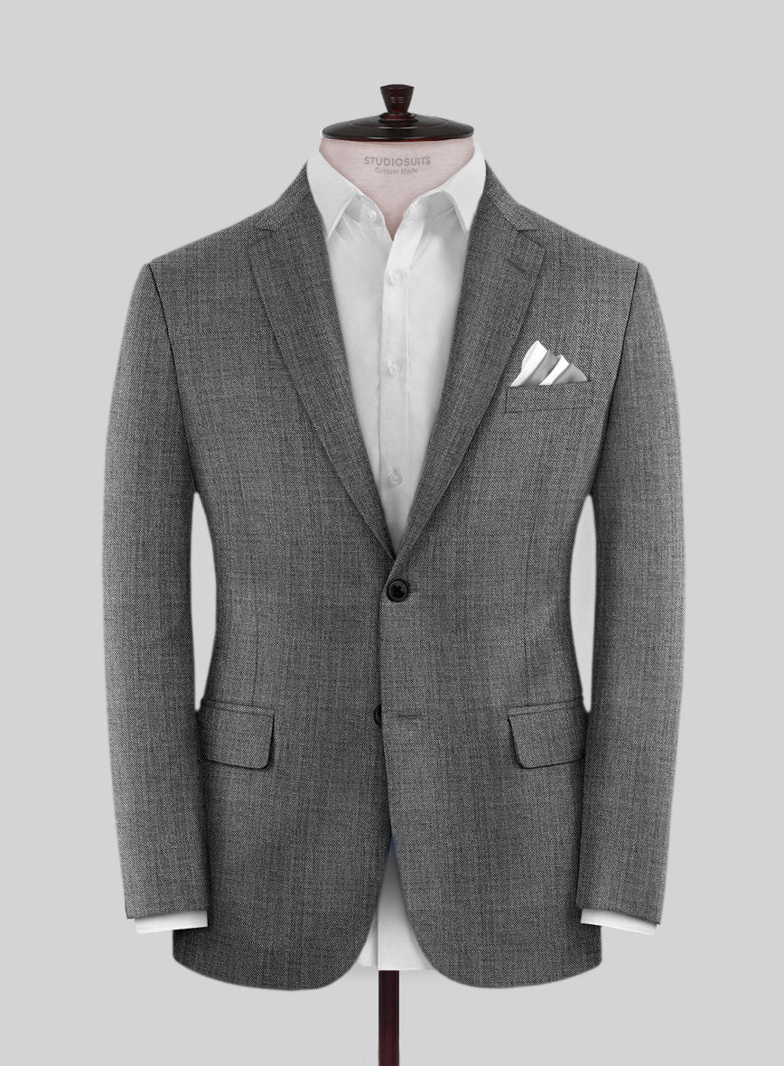 Scabal Tornado Twill Gray Blue Wool Suit - StudioSuits