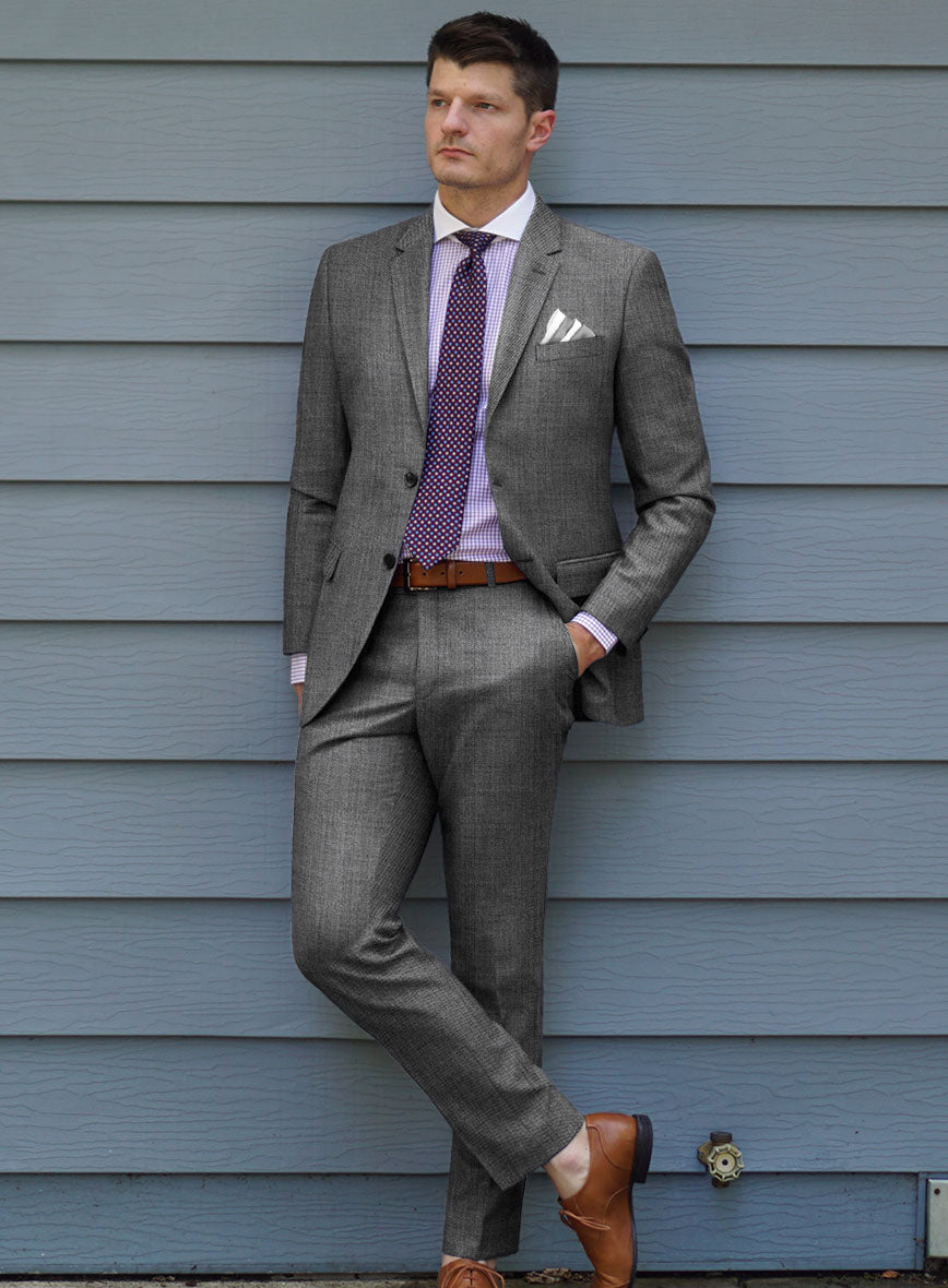 Scabal Tornado Twill Gray Blue Wool Suit - StudioSuits