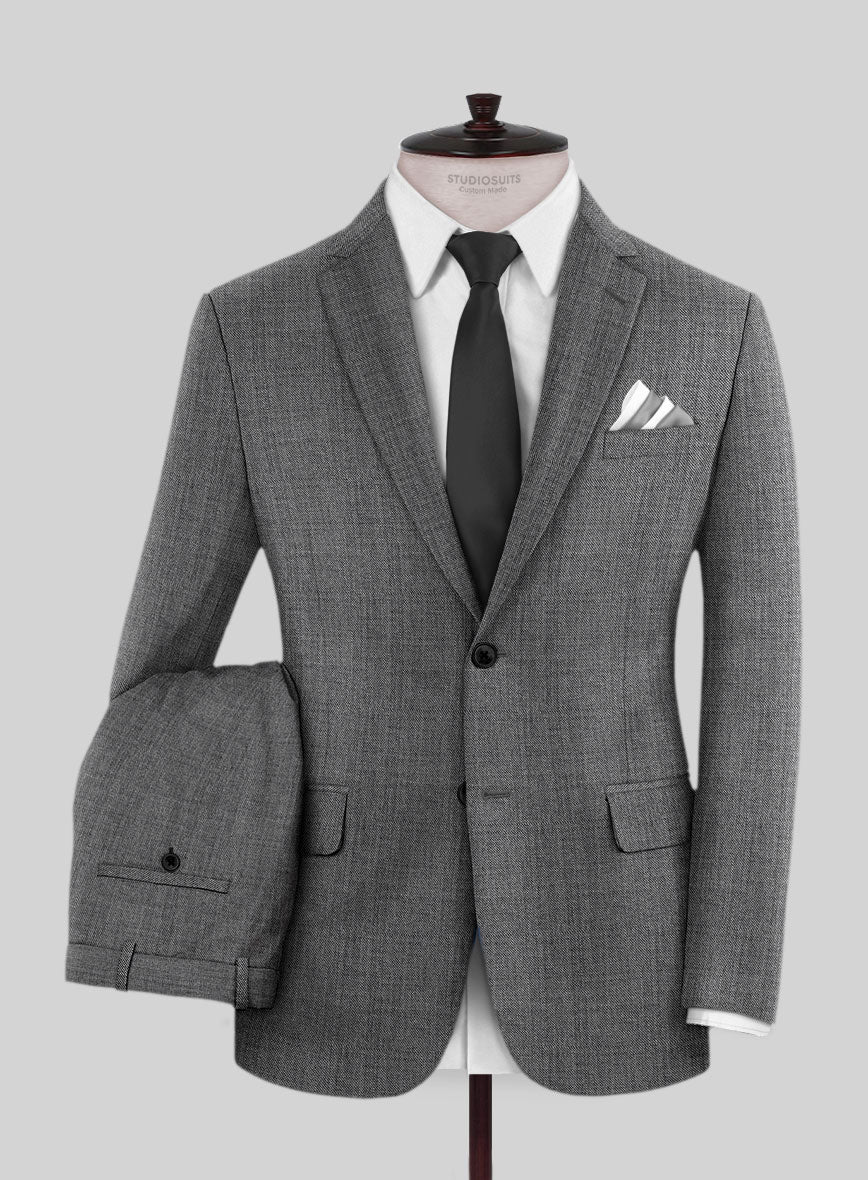 Scabal Tornado Twill Gray Blue Wool Suit - StudioSuits