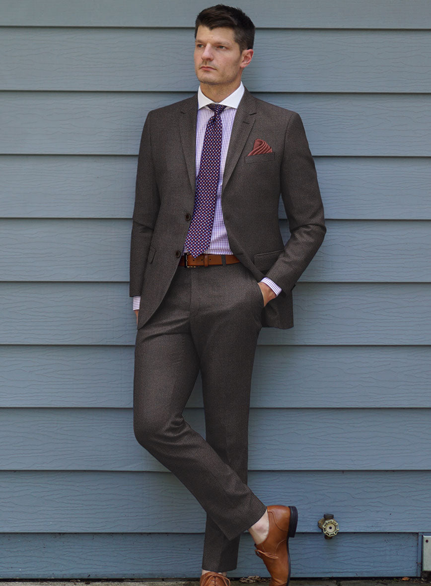 Scabal Tornado Twill Brown Wool Suit - StudioSuits