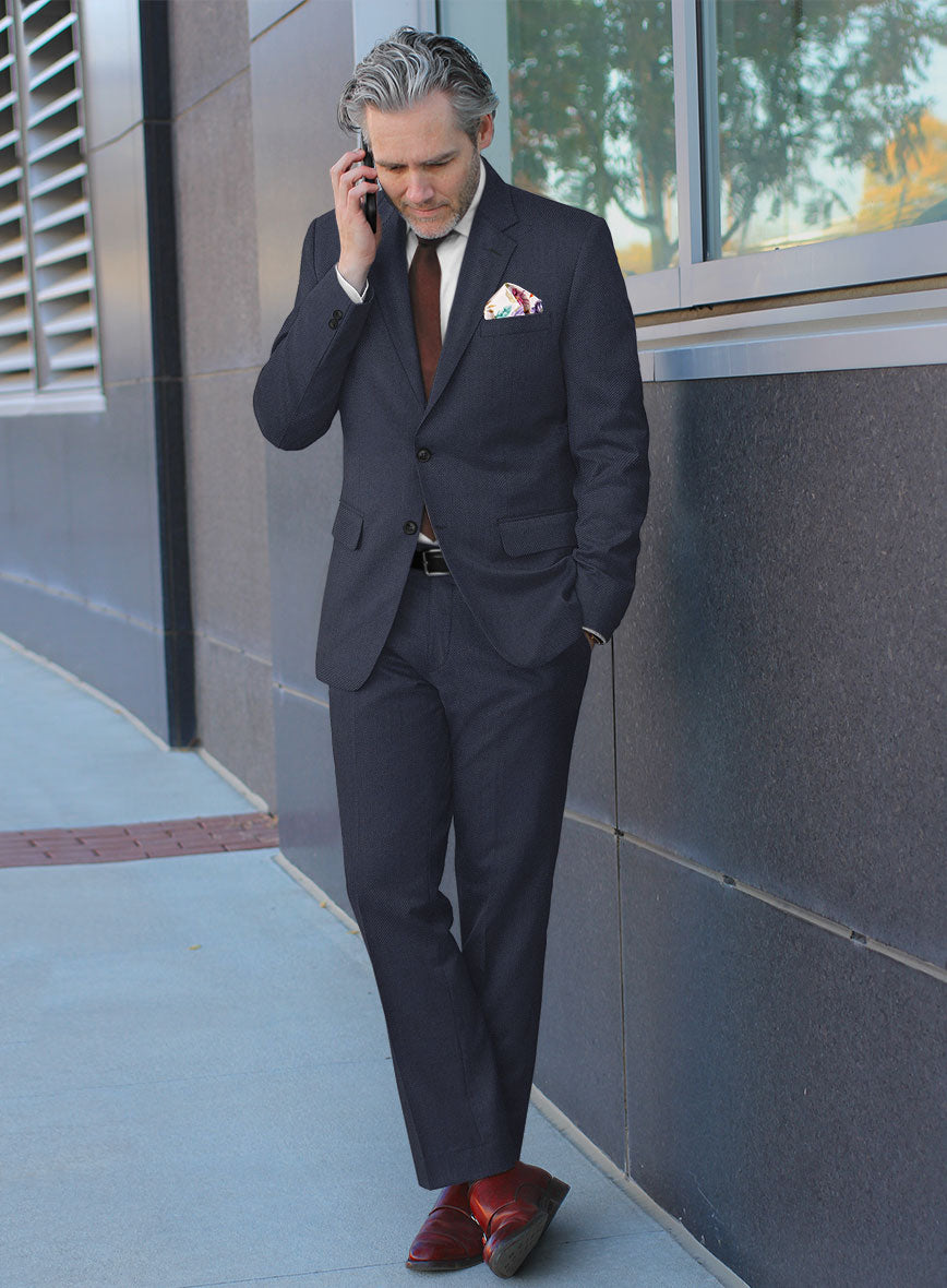 Scabal Tornado Twill Navy Blue Wool Suit - StudioSuits