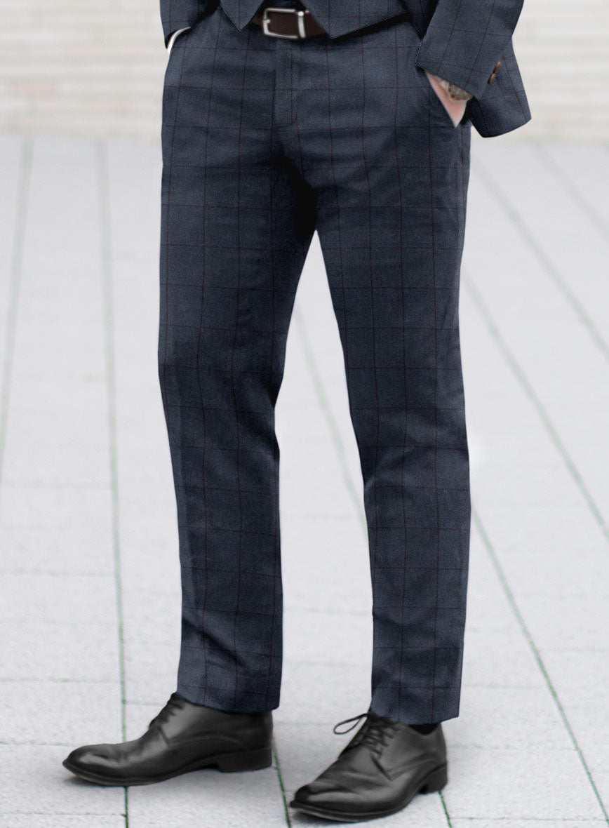 Scabal Tornado Windowpane Blue Wool Suit - StudioSuits