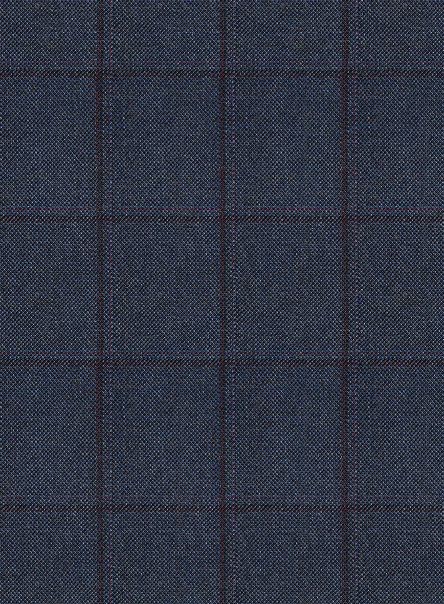 Scabal Tornado Windowpane Blue Wool Suit - StudioSuits