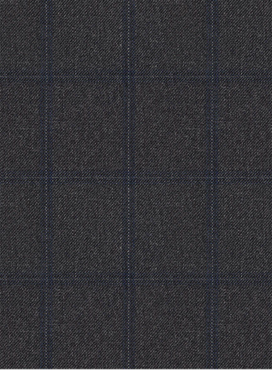 Scabal Tornado Windowpane Dark Gray Wool Jacket - StudioSuits