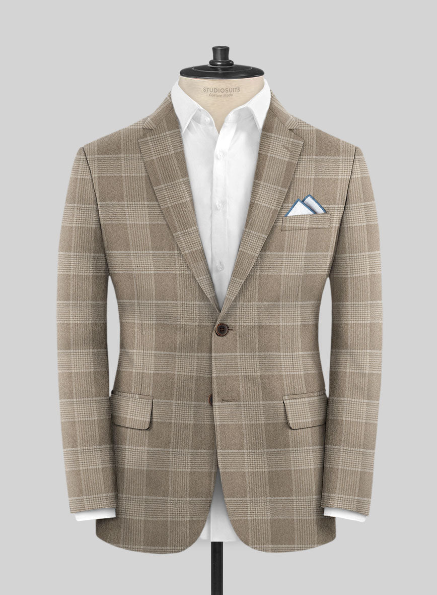 Scabal Tortilla Brown Checks Wool Jacket - StudioSuits