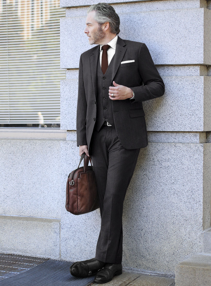 Scabal Urnino Stripe Charcoal Wool Suit - StudioSuits