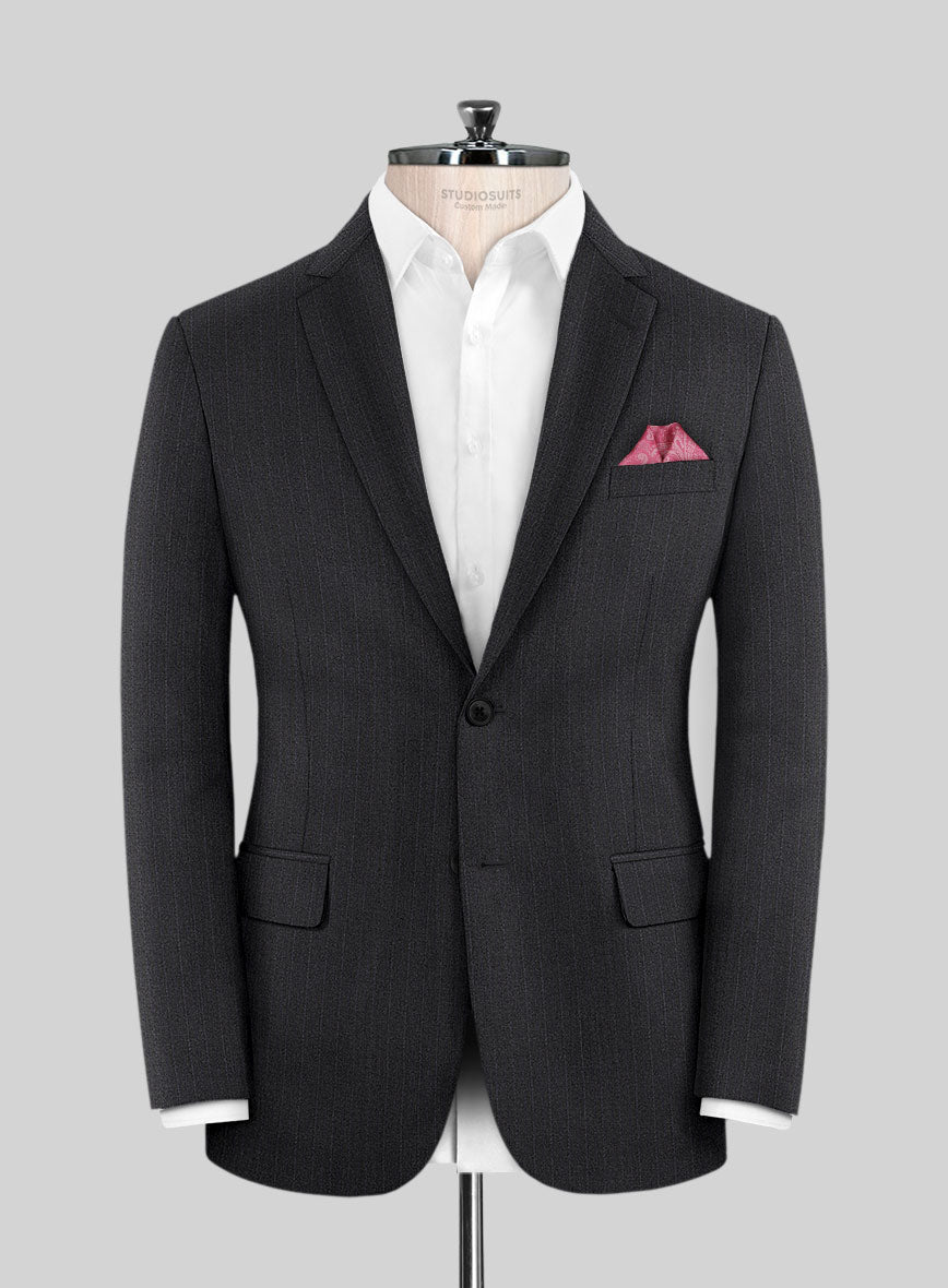 Scabal Urnino Stripe Charcoal Wool Suit - StudioSuits