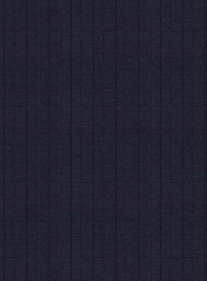 Scabal Londoner Allamo Stripe Blue Wool Pants - StudioSuits