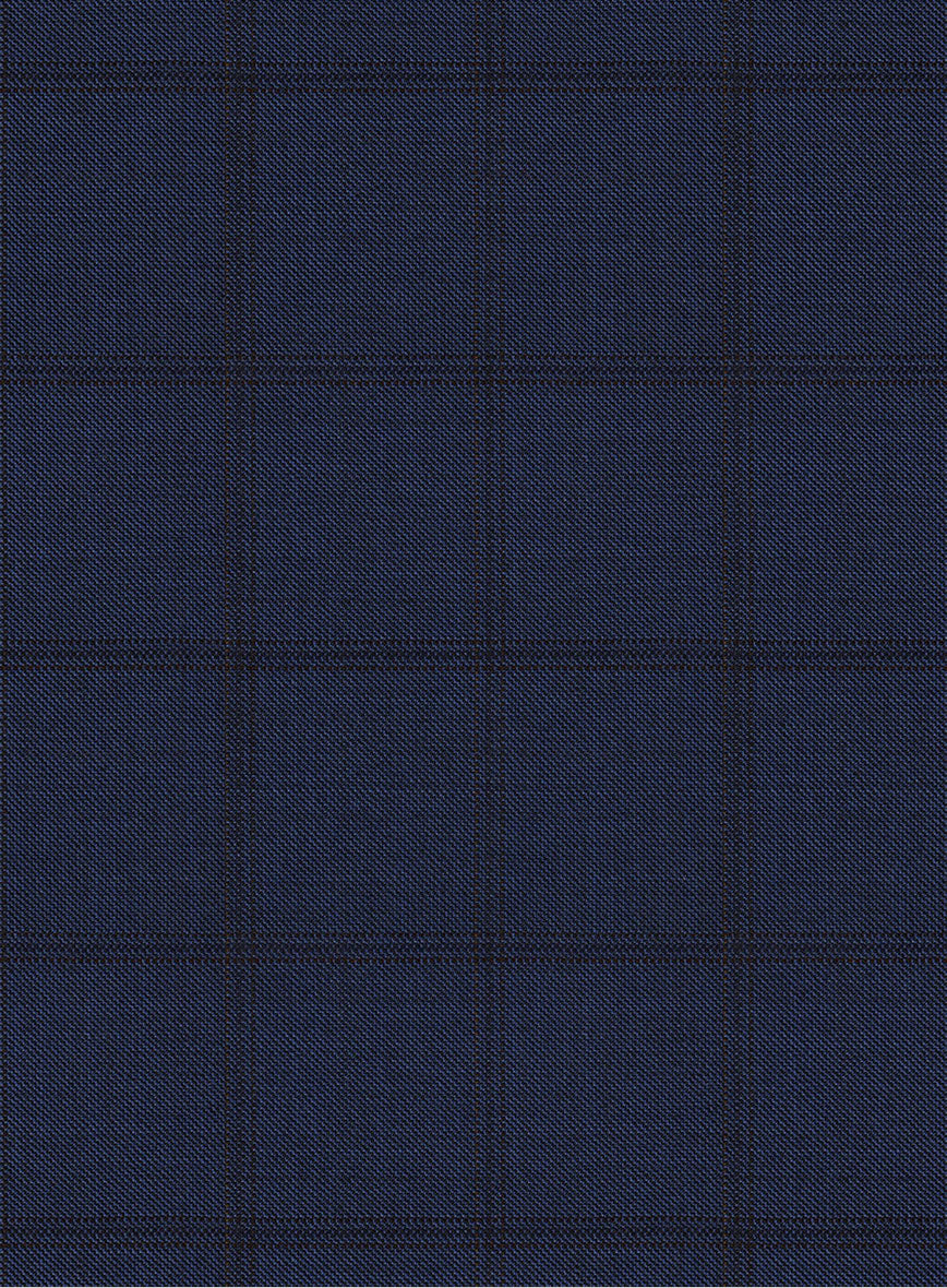 Scabal Londoner Eside Checks Blue Wool Pants - StudioSuits