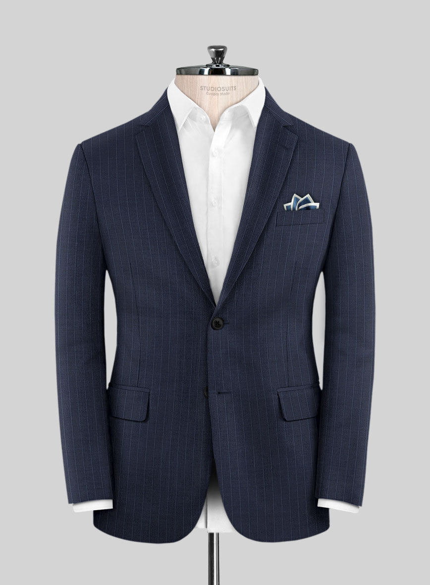 Scabal Rolan Stripe Blue Wool Jacket - StudioSuits