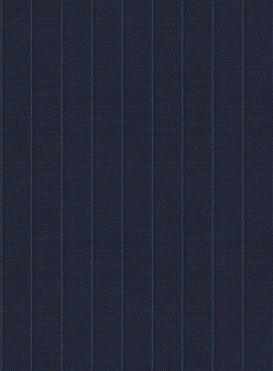 Scabal Rolan Stripe Blue Wool Pants - StudioSuits