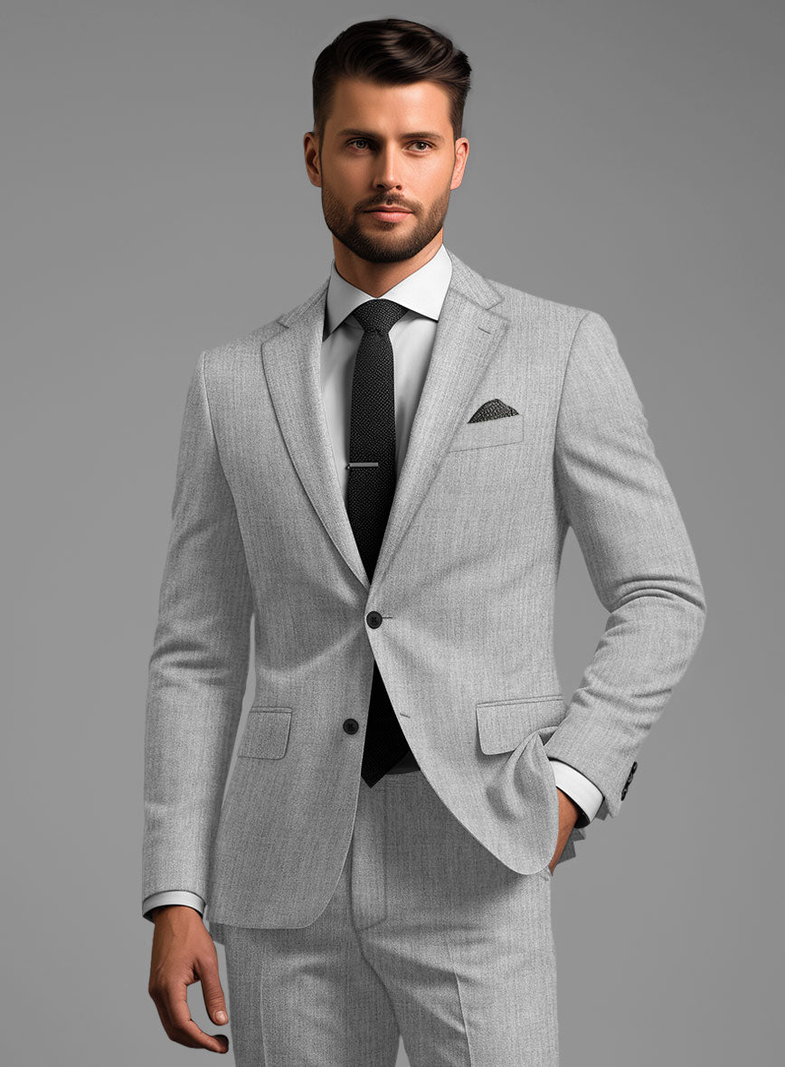 Scabal Worsted Light Gray Wool Jacket