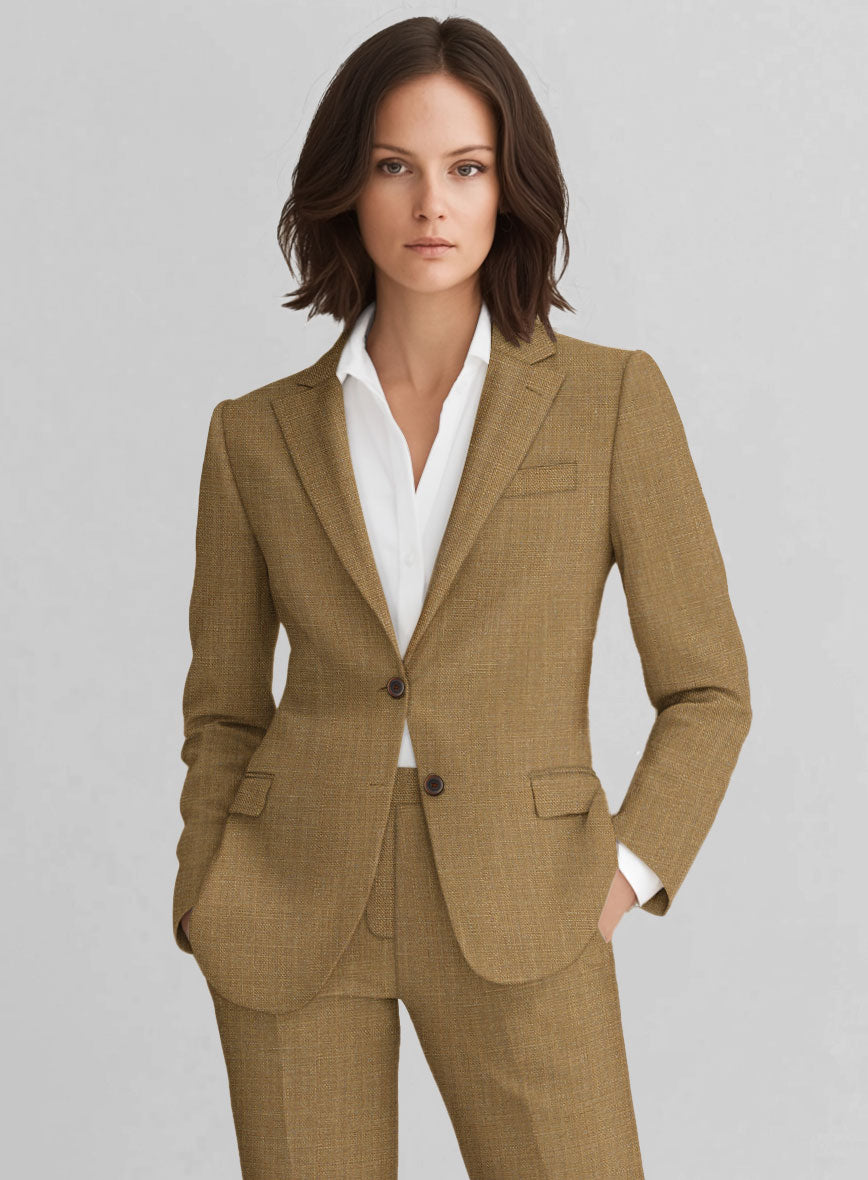 Women's Sepia Brown Pure Linen Jacket - StudioSuits