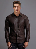 Shadowcraft Brown Leather Shirt - StudioSuits