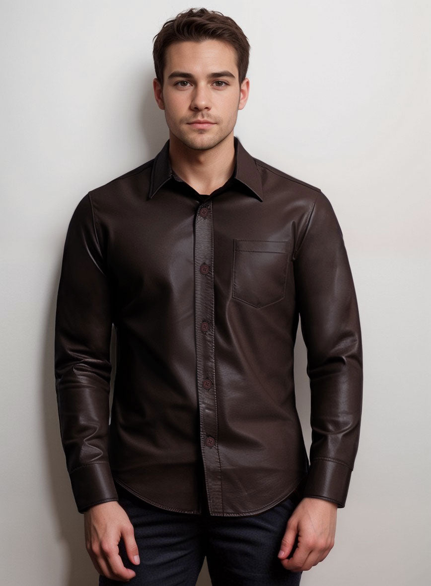 Shadowcraft Brown Leather Shirt - StudioSuits