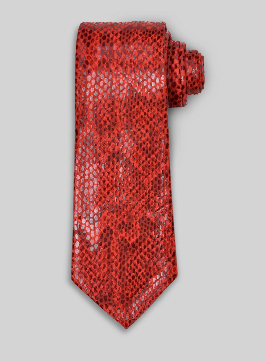 Shiny Red Python Leather Tie - StudioSuits