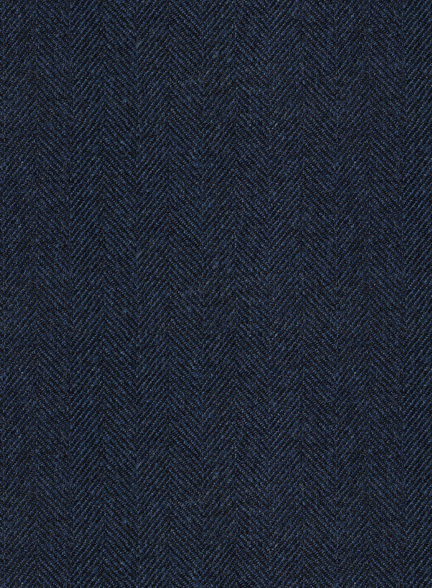 Showman Blue Herringbone Tweed Overcoat - StudioSuits