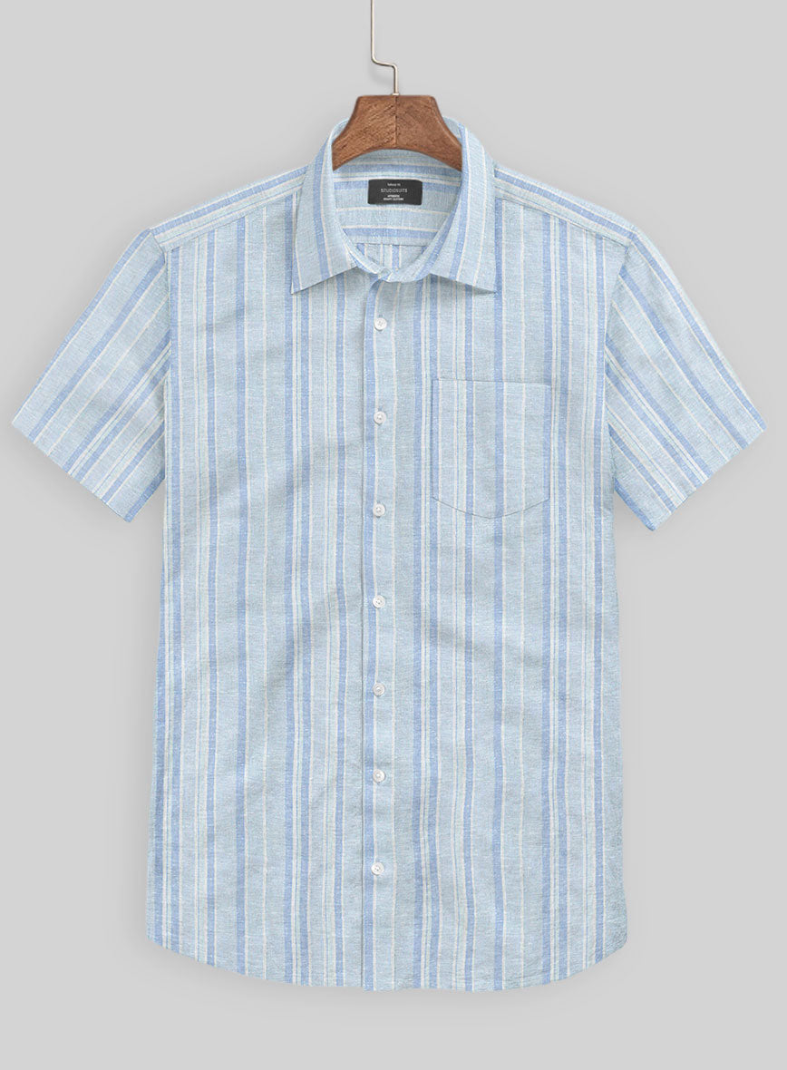 Sky Blue Stripe Linen Shirt – StudioSuits