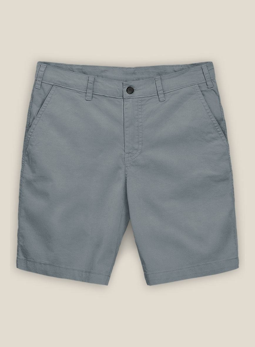 Slate Blue Stretch Chino Shorts - StudioSuits