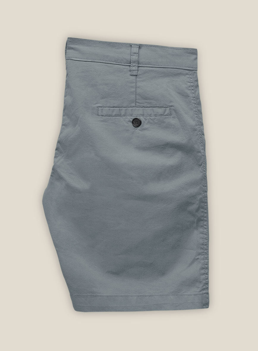 Slate Blue Stretch Chino Shorts - StudioSuits