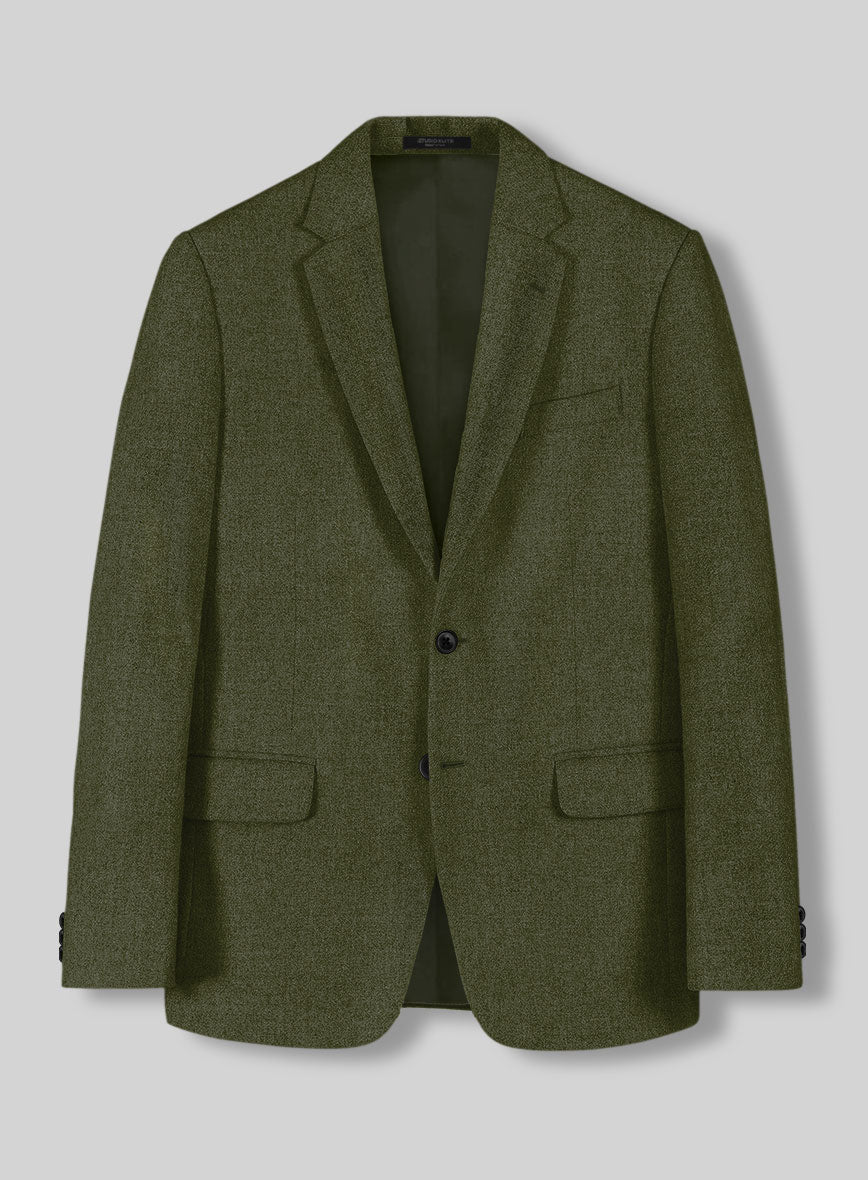 Slate Green Flannel Wool Jacket - StudioSuits