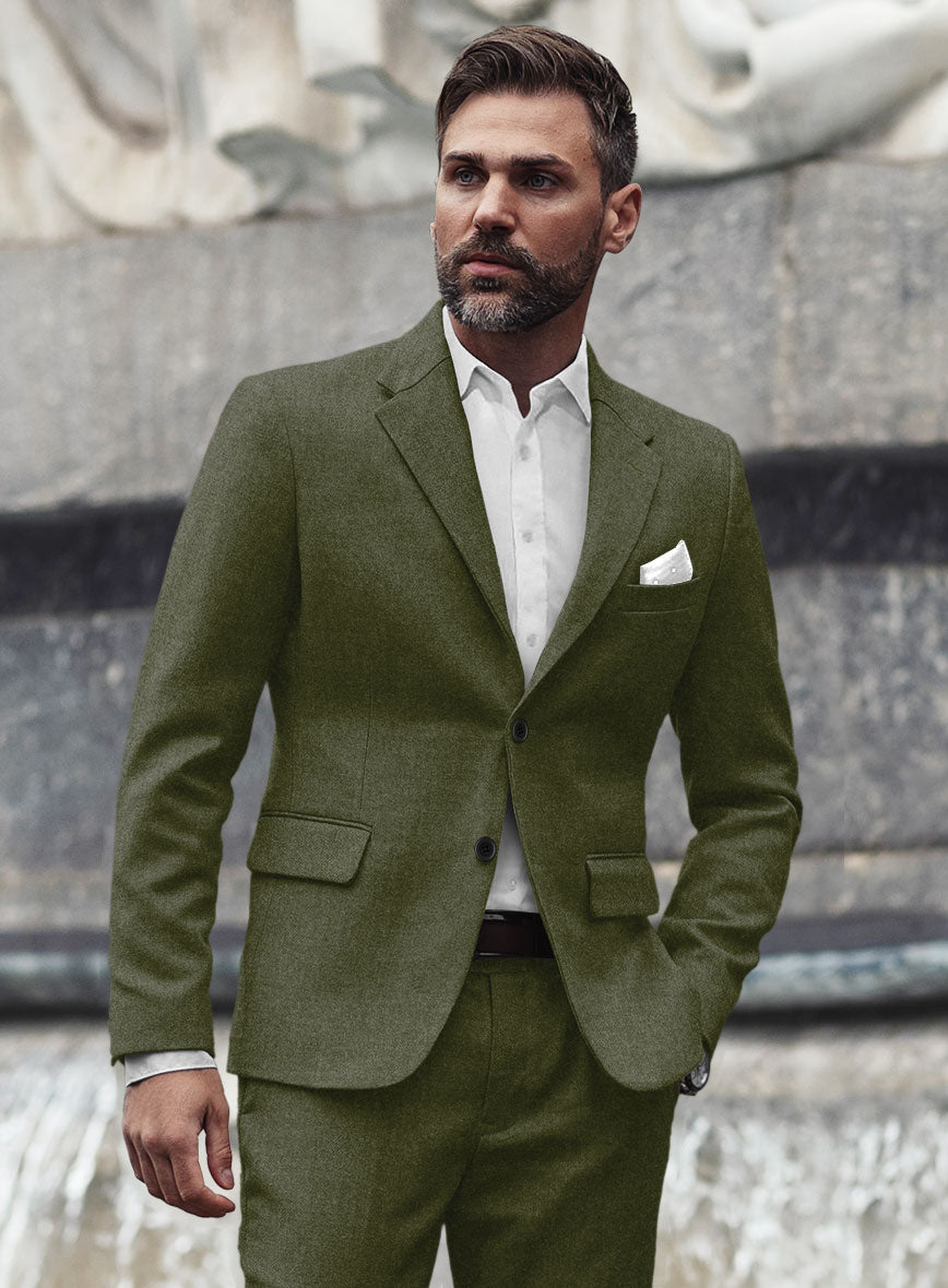 Slate Green Flannel Wool Jacket - StudioSuits