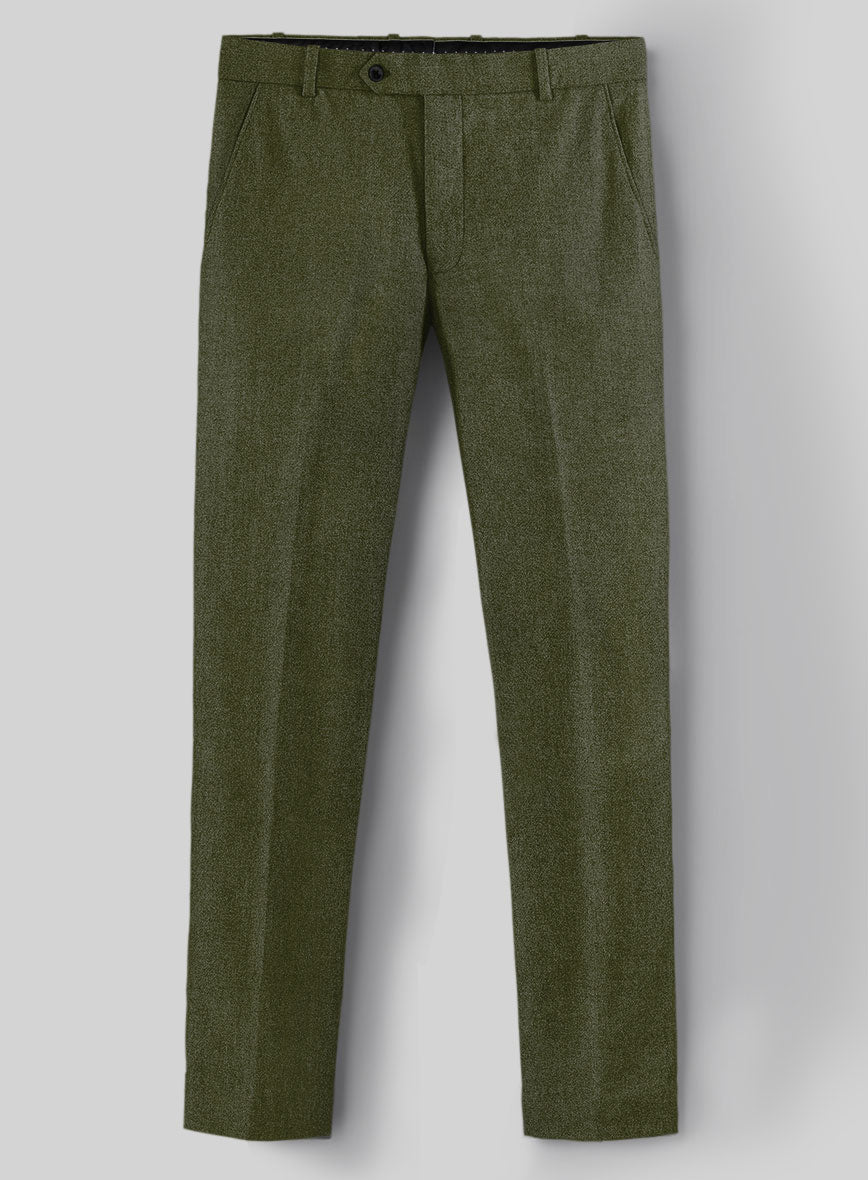 Slate Green Flannel Wool Pants - StudioSuits