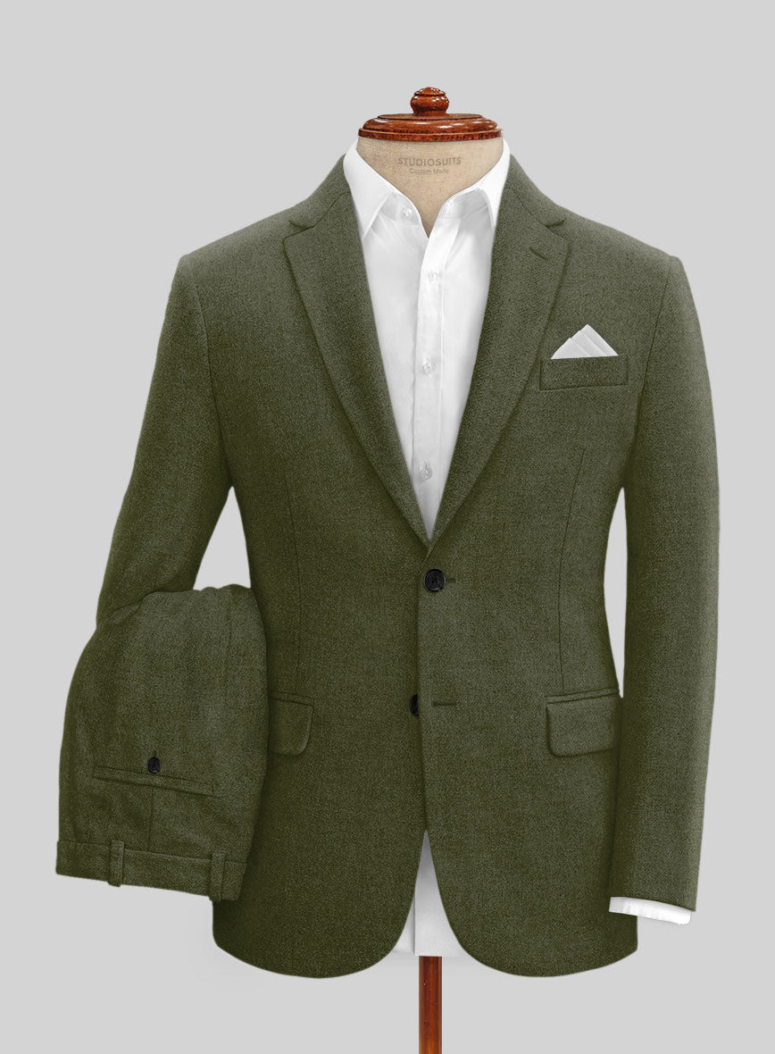 Slate Green Flannel Wool Suit - StudioSuits