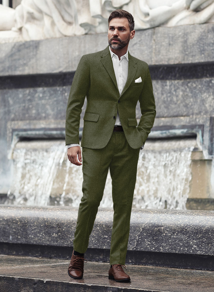 Slate Green Flannel Wool Suit - StudioSuits