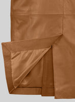 Soft Bella Brown Leather Pea Coat - StudioSuits