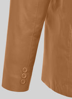 Soft Bella Brown Leather Pea Coat - StudioSuits